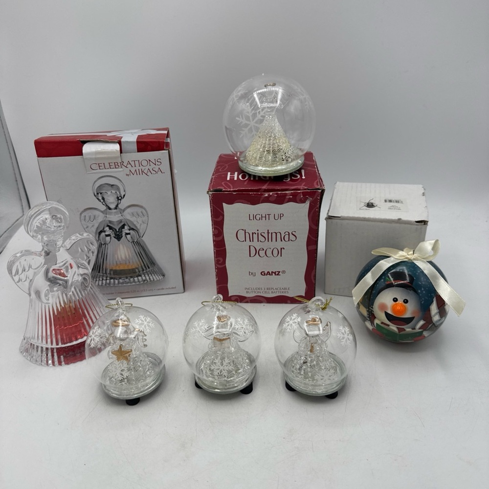 lots Glass Angel Globe Lighted Color Change & led Snowman Christmas ornaments